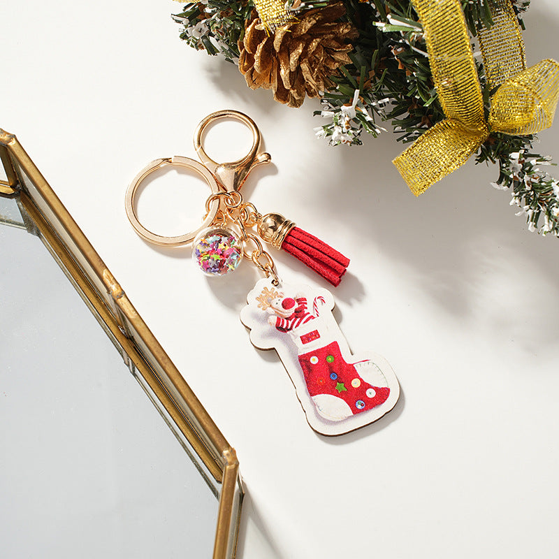 Wholesale Creative Cartoon DIY Christmas Socks Pentagram Planet Metal Keychain